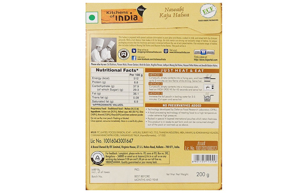 Kitchens Of India Nawabi Kaju Halwa    Box  200 grams